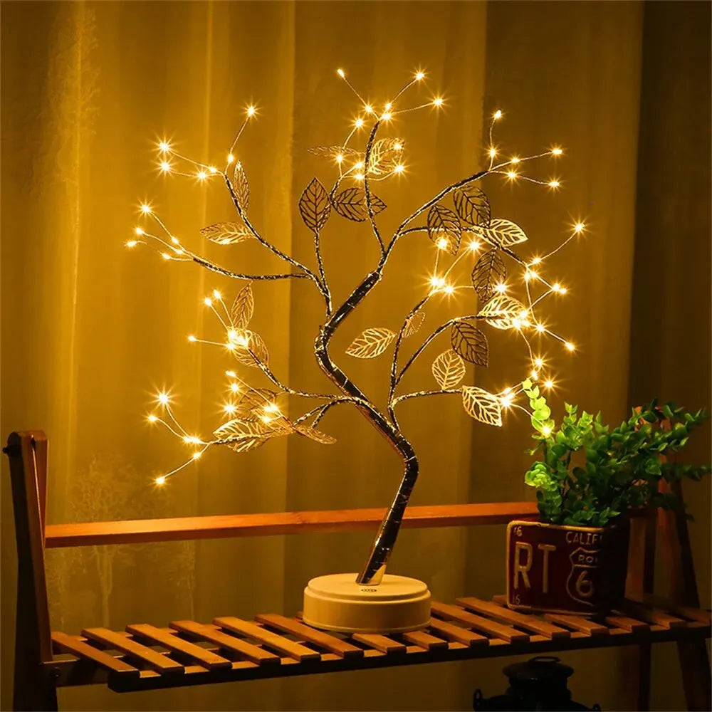 LED Rose Leaf Table Lamp USB Christmas Tree Fairy Light Night Lights Home DIY Party Wedding Bedroom Decoration Mother's Day Gift - Jamboshop.com