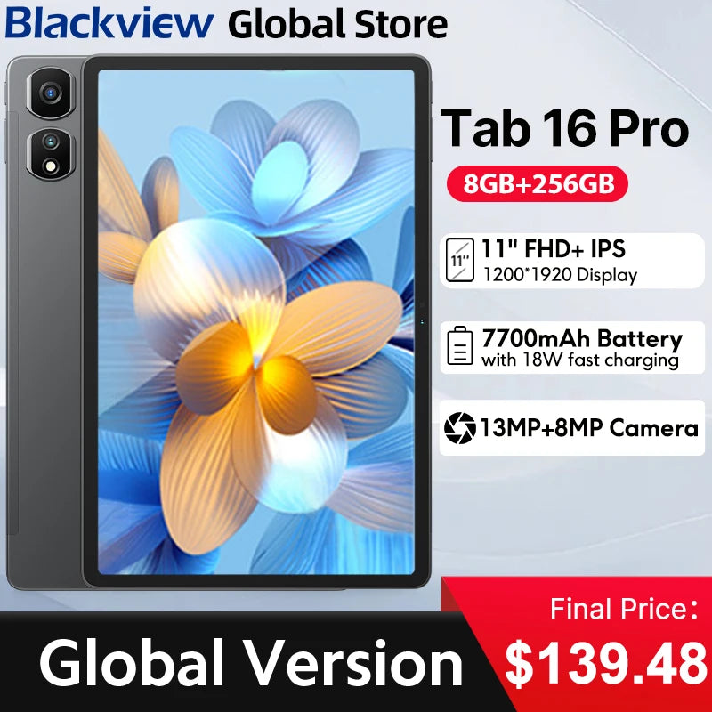 【World Premiere】Blackview Tab 16 Pro Tablet 8GB+256GB 11'' FHD+ Display  Android   Widevine L1 7700 mAh Battery Unisoc T616 Pad