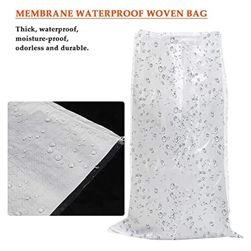 50x85cm Flood Control Sandbags Fire Brigade Flood Storage Sacks Sandbag Silo Woven Bag White Waterproof Sand Bag Heavy Duty