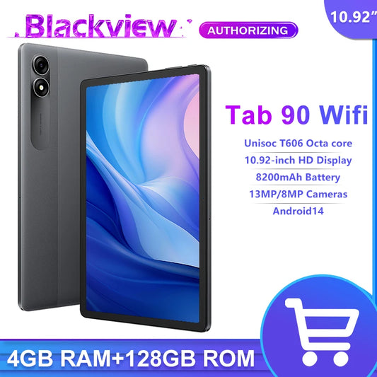 New Blackview Tab 90 WIFI Tablet 10.92 inch HD+ Display 4GB 128GB Android 14 T606 Octa Core 8200mAh Battery WIFI Tablets PC