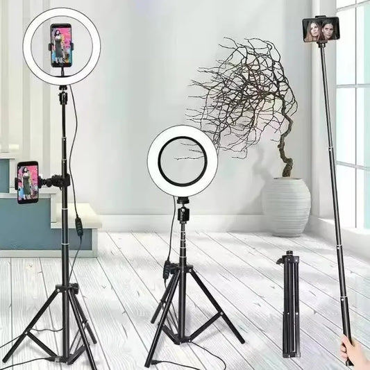 ZOMEI 10'' LED Ring Light With 52.3'' Selfie Stick Tripod, With Stand And Phone Holder For Recording/Makeup/YouTube/TIKTOK