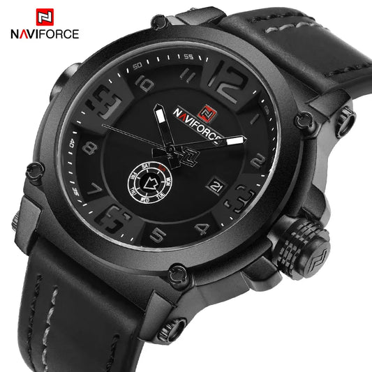 NAVIFORCE Top Luxury Brand Men Sports Military Quartz Watch Man Analog Date Clock Leather Strap Wristwatch Relogio Masculino - Jamboshop.com